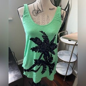 Palm Tree Sequin Tank